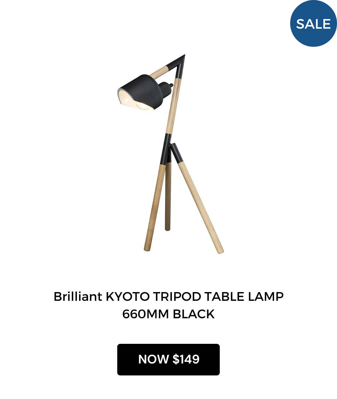 Brilliant KYOTO TRIPOD TABLE LAMP 660MM BLACK